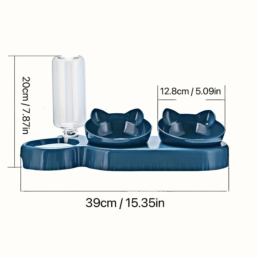 TripleBowl Pro — Conjunto de Tigelas com Bebedouro 3-em-1 para Gato