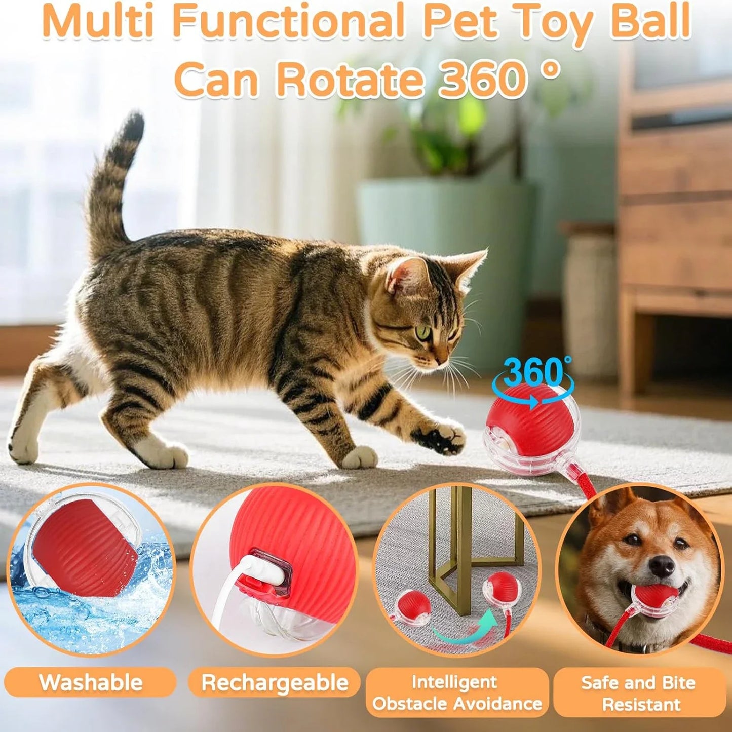 RollBall Pro — Bola Inteligente Interactiva com Cauda para Gato