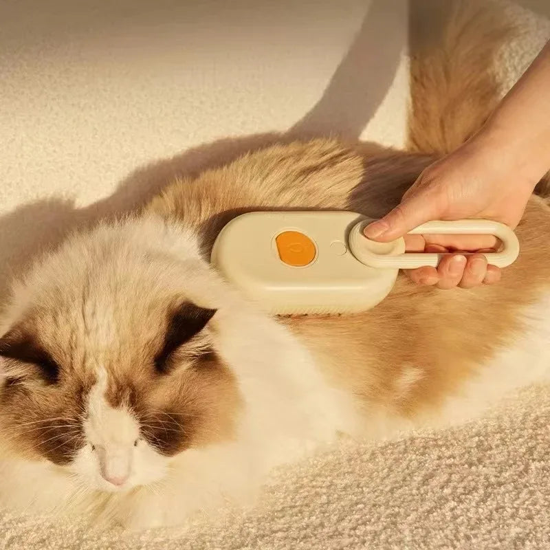 SteamBrush Pro — Escova Eléctrica 3-em-1 com Vapor para Cão e Gato