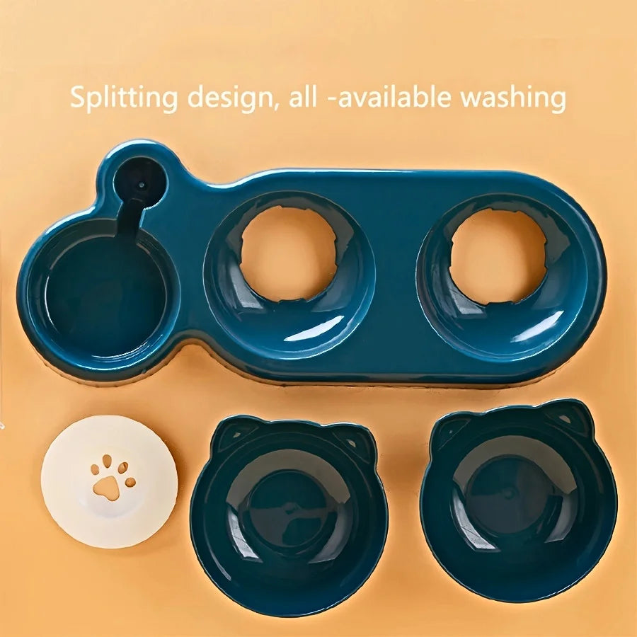 TripleBowl Pro — Conjunto de Tigelas com Bebedouro 3-em-1 para Gato